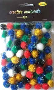 Pompony glitter 15mm 100szt