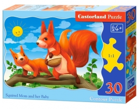 Puzzle 30 konturowe: Squirrel Mom and her Baby