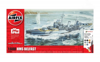 <img src='https://webimage.pl/pics/695/0/d5014429500695.jpg' style='height:440px' /> Airfix Zestaw modelarski z farbami Okręt HMS Belfast