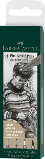 Faber-Castell, pisaki artystyczne Pitt Artist Pen Warm Grey IV, 4 szt. (167169 FC)