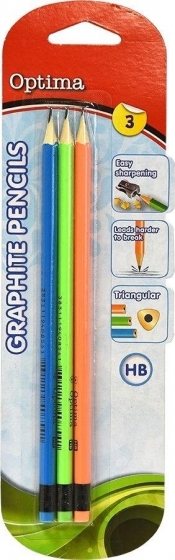 Ołówek z gumką HB blister 3szt - Action Series