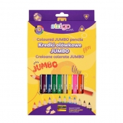 Kredki ołówkowe Jumbo trójkątne Strigo z temperówką, 12 kolorów