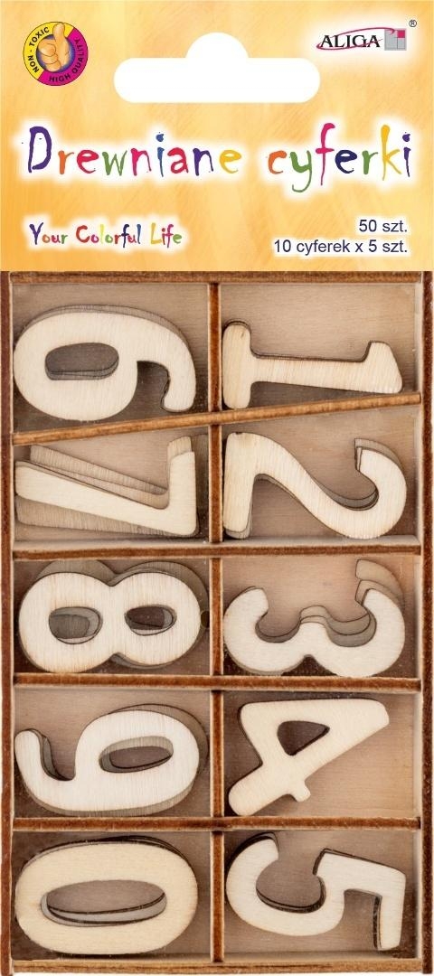 Cyferki drewniane 2,7cm 50szt