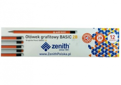 Ołówek Zenith Basic trójkątny z gumką 2B
