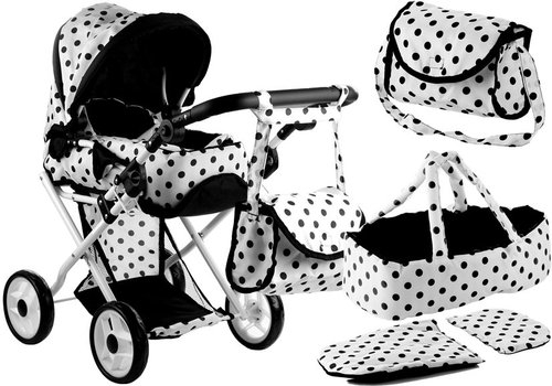Wózek dla lalek Alice głęboki, nosidło, torba, pościel