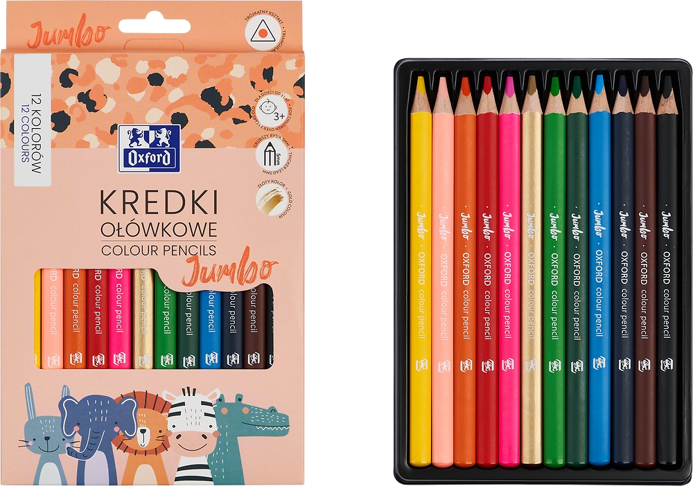 Kredki ołówkowe Oxford Kids Jumbo 12 kolorów