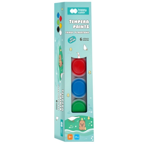Farby plakatowe Happy Color - Kapibara Kapi Fun, 6 kolorów x 25ml