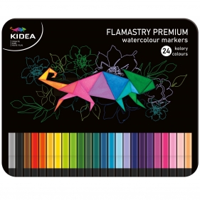 Kidea, Flamastry kwadratowe w metalowym pudłeku 24 kolory