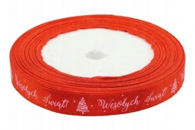 Wstążka satynowa z motywem świątecznym, 12x22m