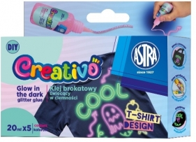 Klej brokatowy świecący w ciemności, 5 kolorów