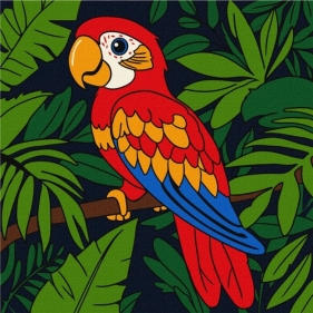 Malowanie po numerach - Wielobarwna papuga 25x25cm
