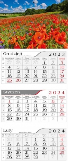 Kalendarz 2024 Trójdzielny Makowa łąka