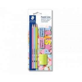Ołówek HB Pastel 3 szt. + gumki, temperówka