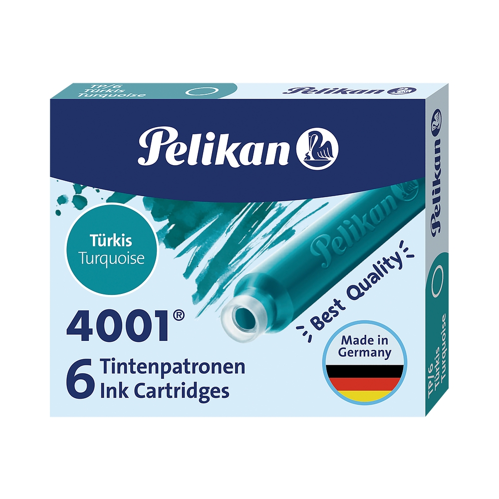 Naboje krótkie Pelikan 4001 TP/6, 6 szt. - turkusowe