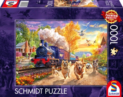 <img src='https://webimage.pl/pics/704/0/d4001504580704.jpg' style='height:440px' /> Puzzle 1000 PQ O psach, które ścigają się z koleją 114403
