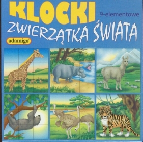 Klocki 9 elementowe zwierzęta świata niebieski