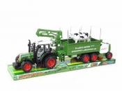 Traktor z przyczepą i krową 47 cm