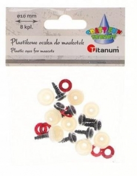 Oczy do maskotek plastikowe 10mm z mocowaniem 8szt