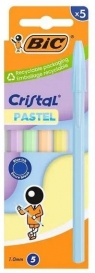 Długopis Cristal Pastel 1mm niebieski 5szt BIC