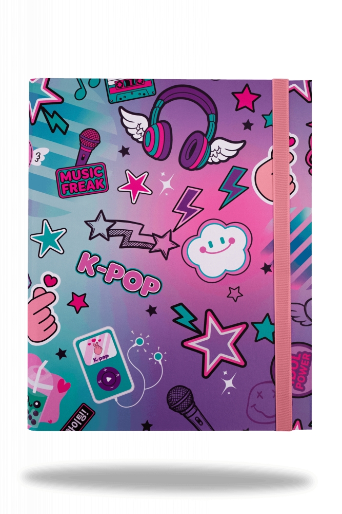 Coolpack, Teczka przestrzenna tekturowa A4 z gumką - K-Pop Rainbow