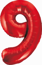 Balon foliowy cyfra 9, czerwona, 85cm, 40cal (BCHCW9)