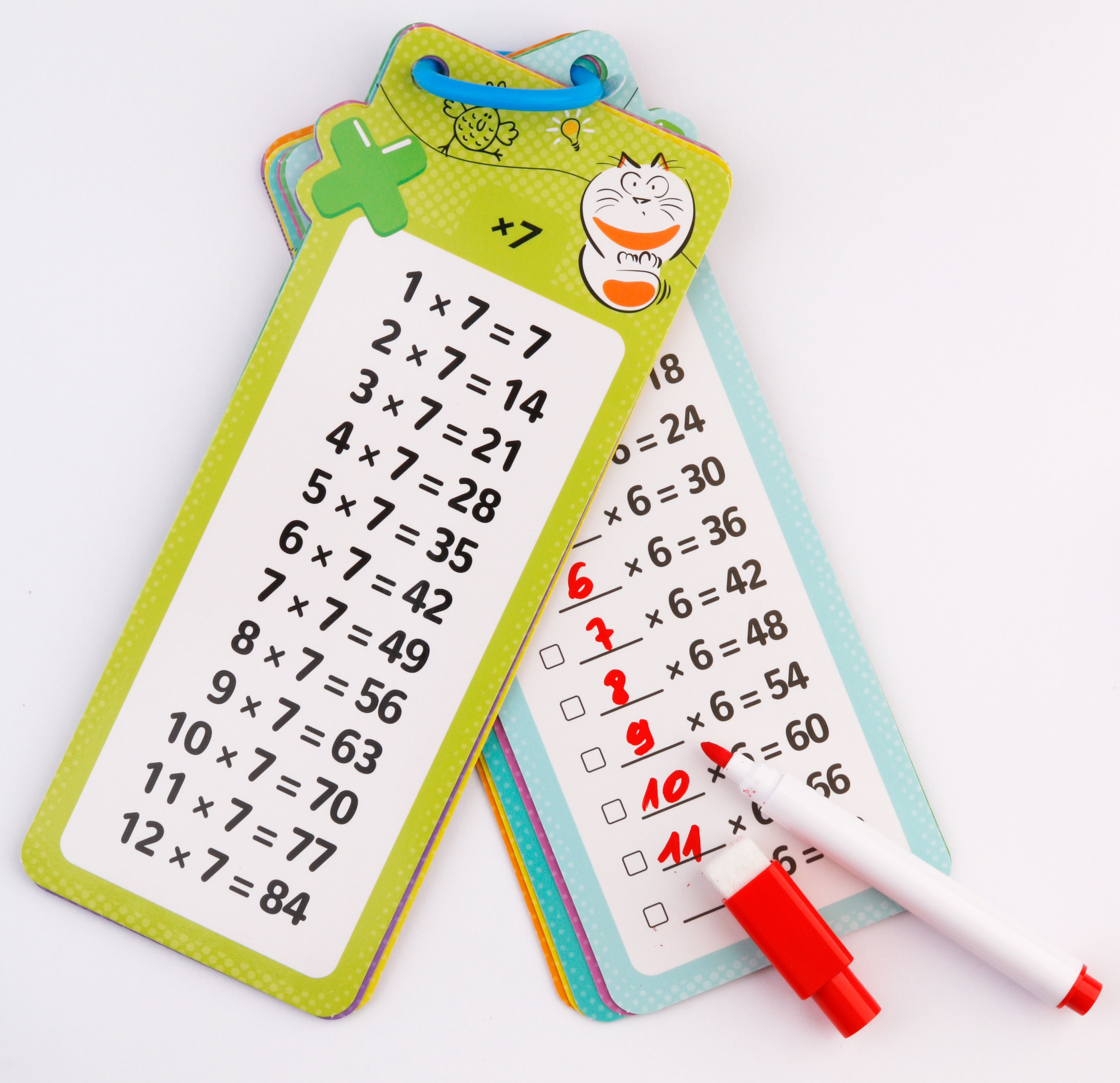 Karty edukacyjne – Mnożenie, 15 kart, 2 pisaki, Happy Color