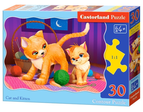 Puzzle 30 konturowe: Cat and Kitten (B-03709) 