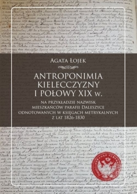 Antroponimia Kielecczyzny I połowy XIX w. na przykładzie nazwisk mieszkańców parafii Daleszyce - Agata Łojek