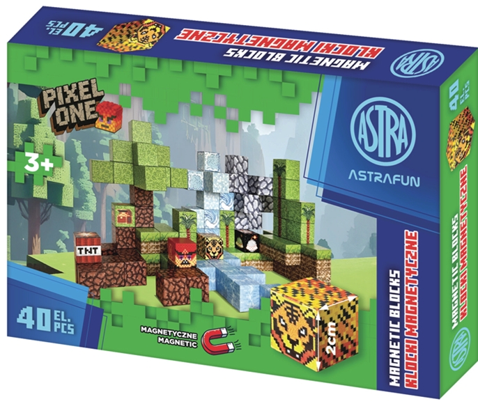 Zestaw klocków magnetycznych AstraFun Pixel One Dżungla - 40 szt.