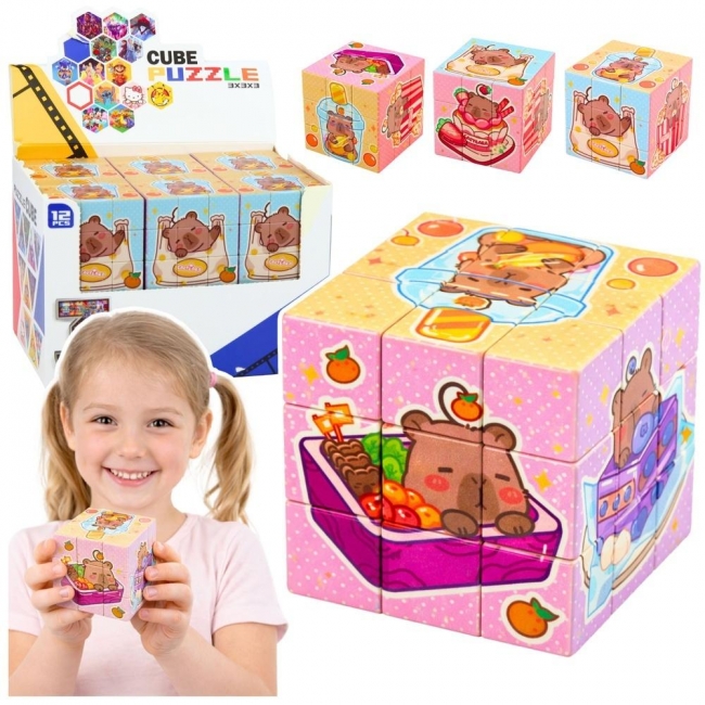 Układanka logiczna kostka Kapibara 6x6cm