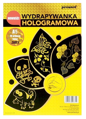 <img src='https://webimage.pl/pics/710/7/d5902557427710-2.png' style='height:440px' /> Wydrapywanka hologramowa A5 złota