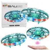 Dron UFO sterowany ręką RC Światła LED Turkusowy