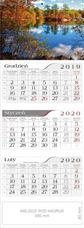 Kalendarz 2020 Trójdzielny Jesienny staw CRUX