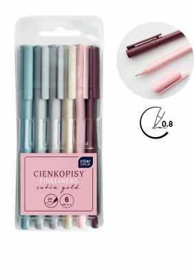 Cienkopisy Satin Gold, 6 kolorów