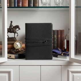 Notatnik wiązany ze sztucznej skóry - czarny