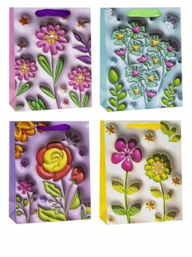 Torebka ozdobna 18x23x8cm kwiaty mix ROZETTE