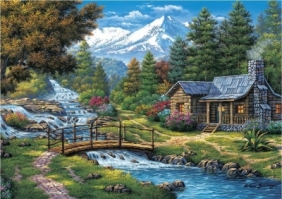Artpuzzle, Puzzle 2000: Chatka nad rzeką w górach (5471)