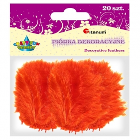Piórka dekoracyjne, 20 szt. - pomarańczowe (283017)