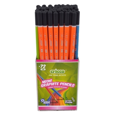 Ołówek trójkątny neon HB (72szt) CRICCO