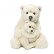 Miś polarny mama z dzieckiem 28 cm
