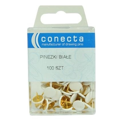 Pinezki Conecta, 100 szt. - białe (PKB304)