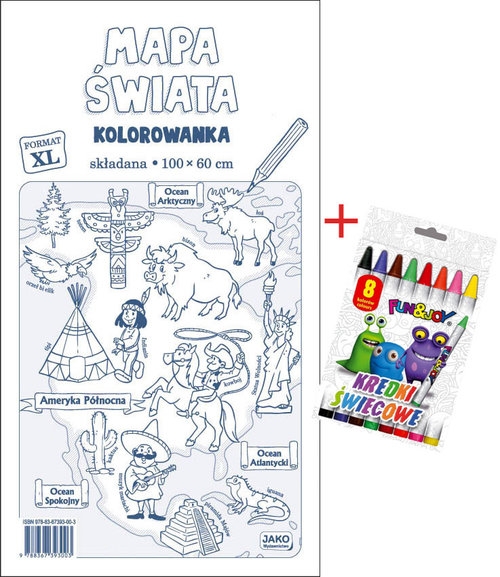 Mapa świata Kolorowanka XL + kredki