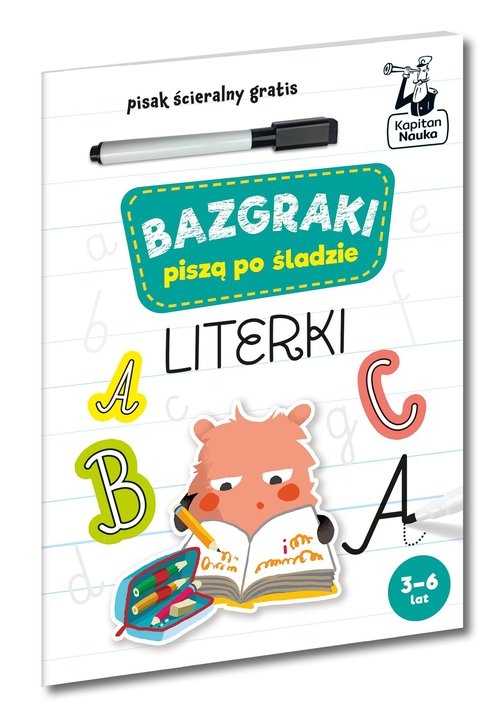 Bazgraki piszą po śladzie Literki Kapitan Nauka