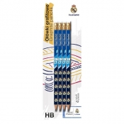 Ołówki grafitowe trójkątne z gumką HB, 4 szt. - Real Madrid (206018001)