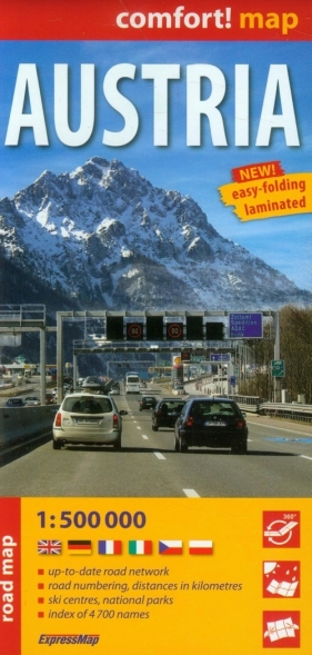 Austria laminowana mapa samochodowa 1:500 000 - <br />