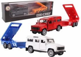 Samochód z przyczepą roboty drogowe metal mix