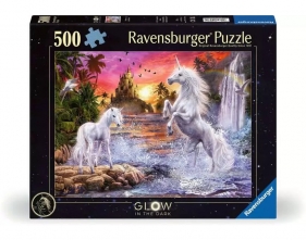 Ravensburger, Puzzle 500: Jednorożce nad rzeką (świecące w ciemności) (12000471)