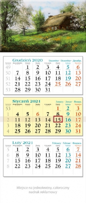 Kalendarz 2021 trójdzielny KT12 Chatka