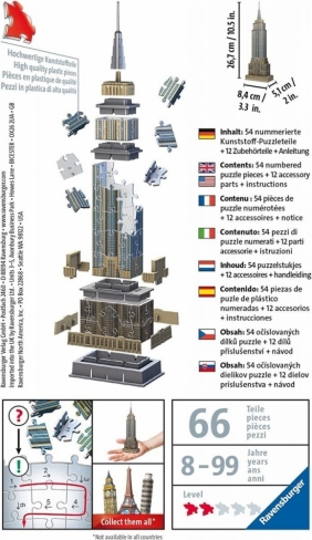 Ravensburger, Puzzle 3D Mini budowle: Empire State Building (11271)