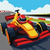 Malowania po numerach - Barwne wyścigi 30x30cm